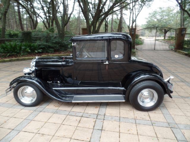 1929 Ford Model A UNCUT 5-WINDOW COUPE TUXEDO BLACK STREET ROD COUPE